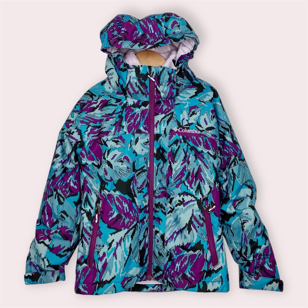 Columbia Girls Bugaboo II Fleece Interchange Jacket Blue Pattern Size XS 6-6x